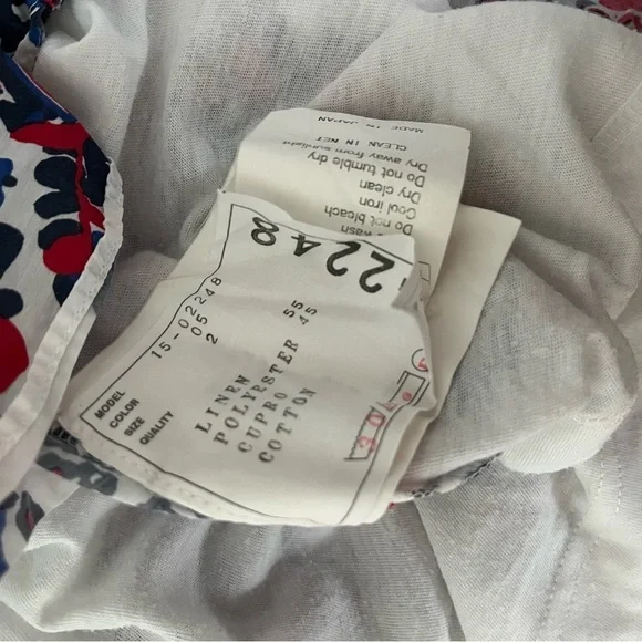 SOLD SACAI sz 2 S WHITE Linen Tee Flare Back Floral Print Short Sleeve Tshirt - Picture 11 of 12